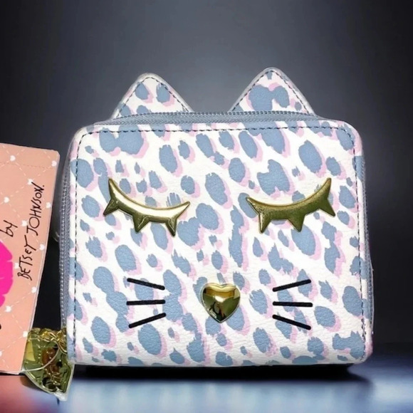 Betsey Johnson Leopard Print Kitty Cat Bag Wallet NWT - Picture 2 of 11